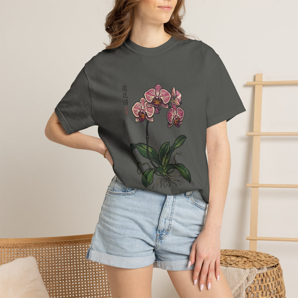 Orchid Botanical T-Shirt — Vintage Asian Floral Illustration