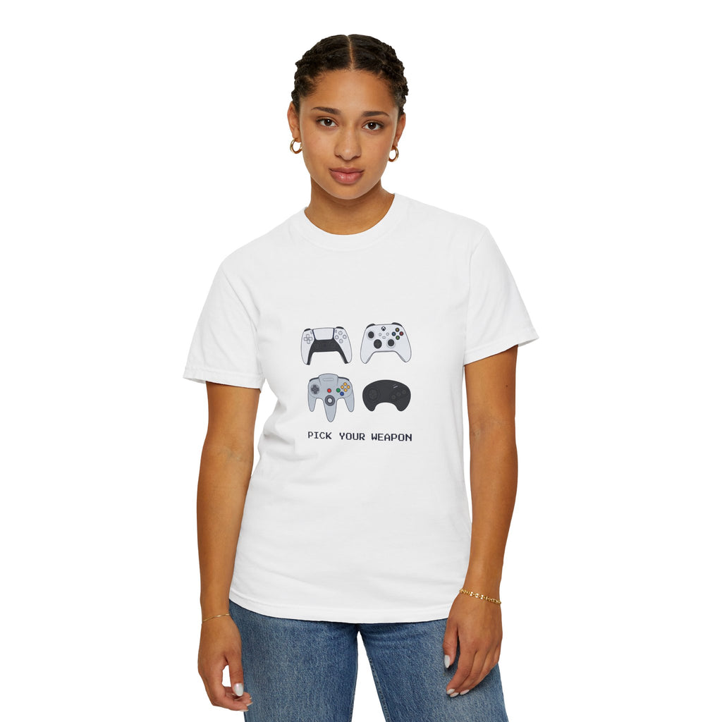 Gaming Controllers T-Shirt — "Pick Your Weapon" Retro Gamer Tee