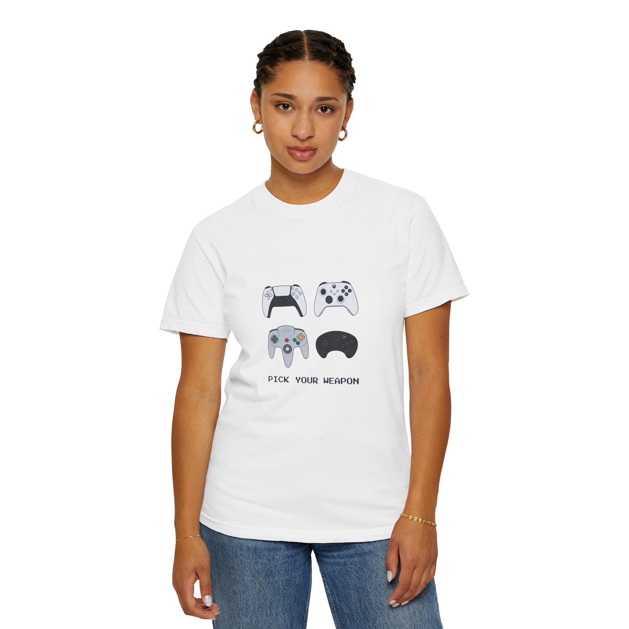 Gaming Controllers T-Shirt — "Pick Your Weapon" Retro Gamer Tee