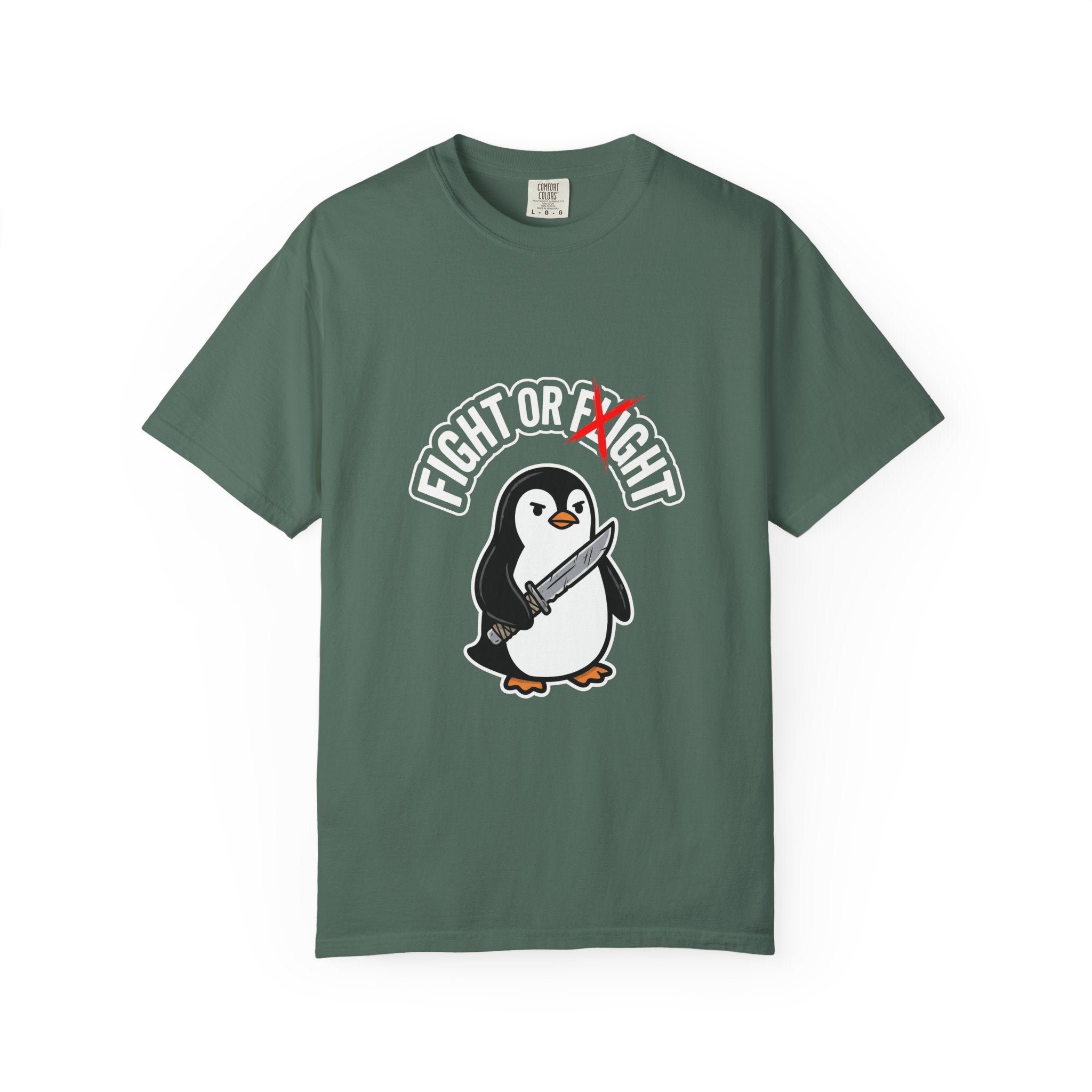 Fight or Flight Penguin T-Shirt — Cute Knife-Wielding Penguin Graphic Tee