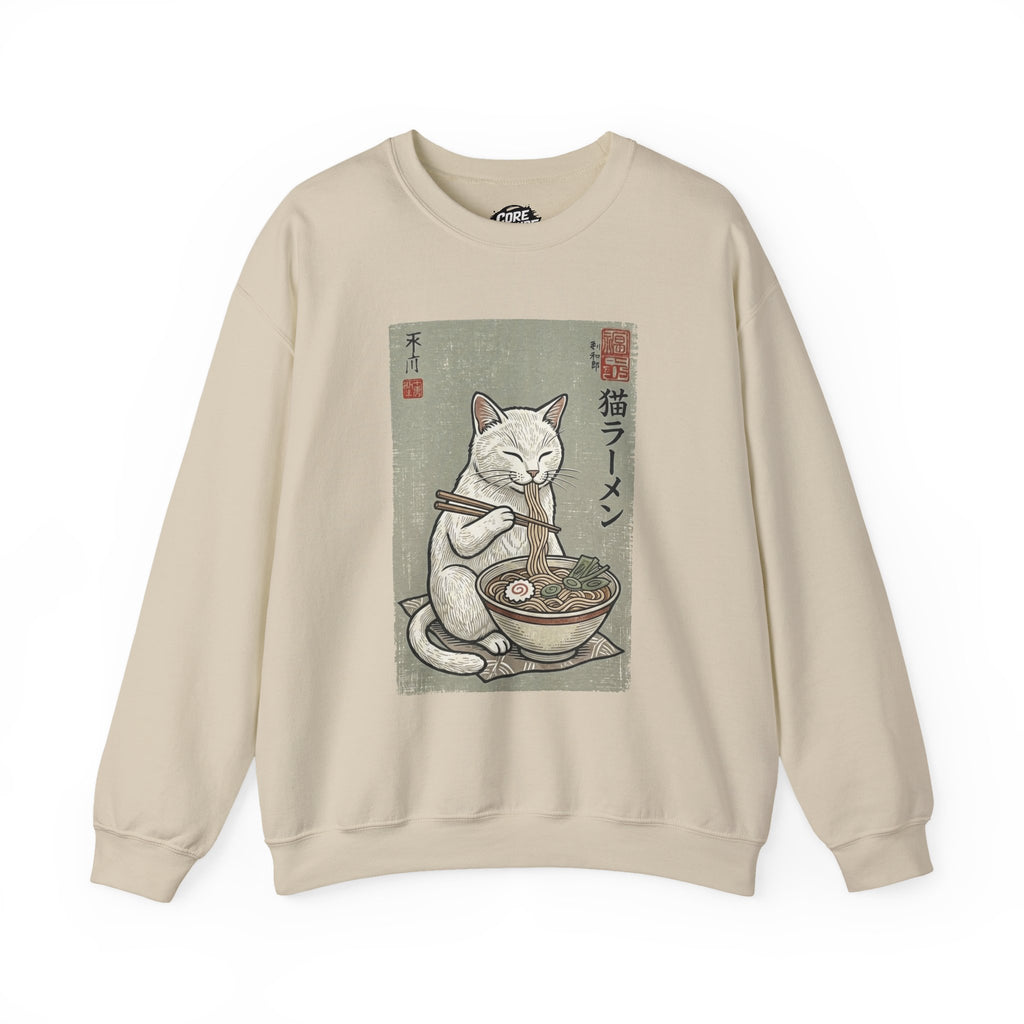 "Late Night Noodle Cat" Ukiyo-e Sweatshirt | Core Culture Japanese Tee