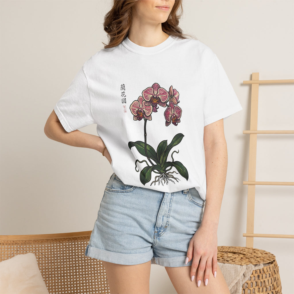 Orchid Botanical T-Shirt — Vintage Asian Floral Illustration