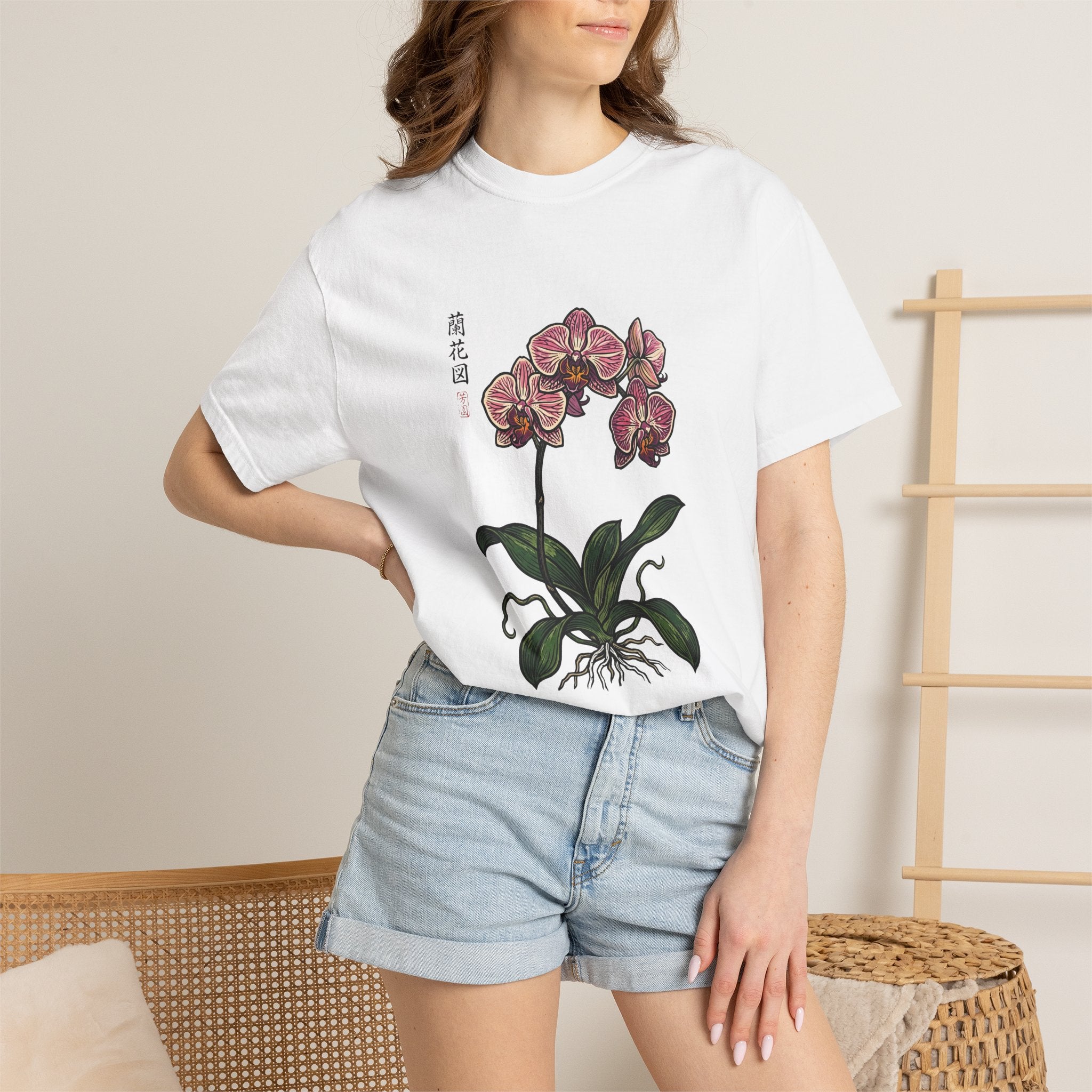 Orchid Botanical T-Shirt — Vintage Asian Floral Illustration