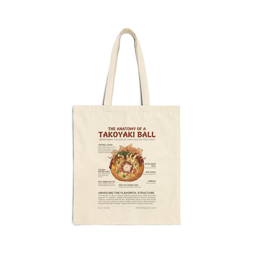 "Anatomy of a Takoyaki" Tote Bag | Foodie Streetwear Canvas Bag