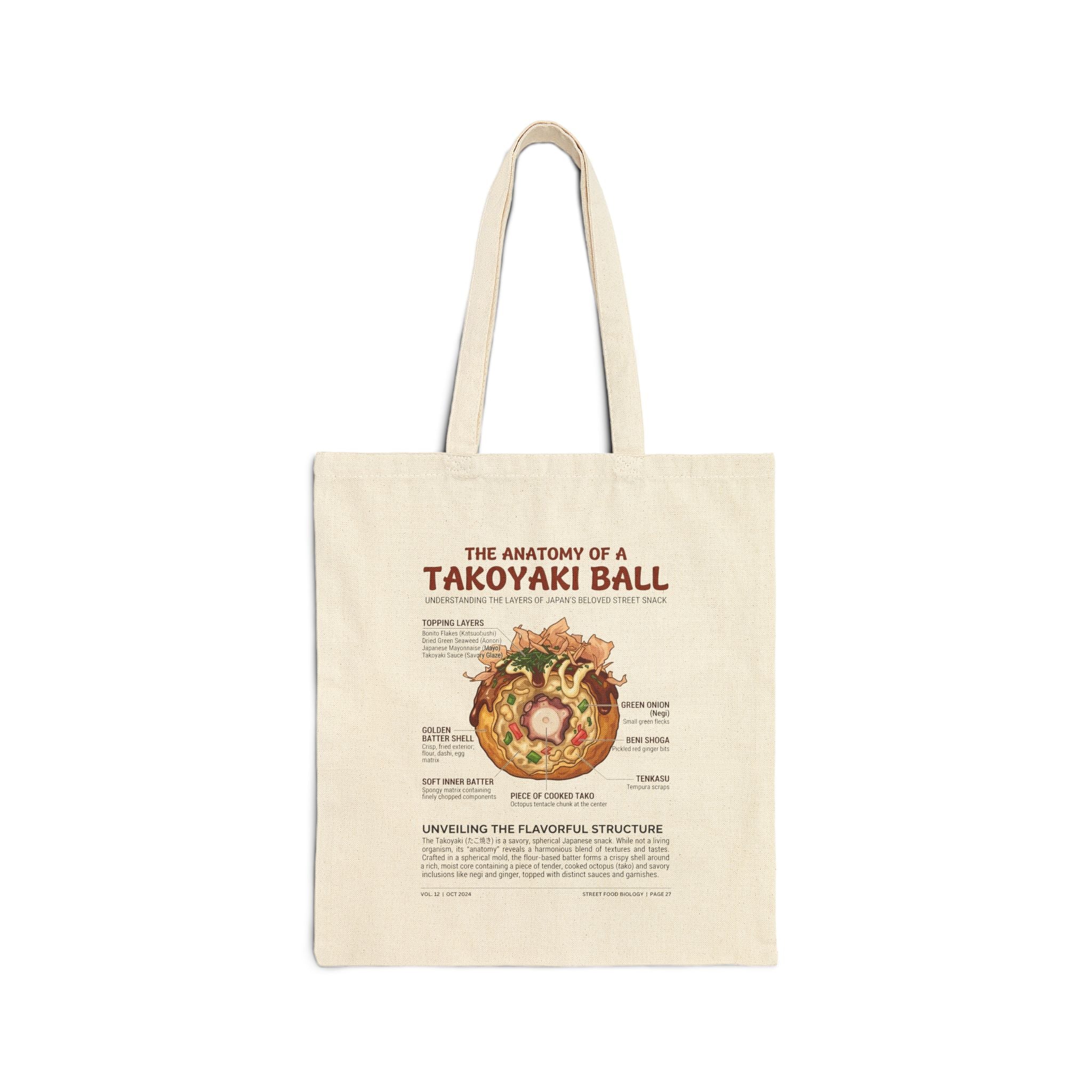 "Anatomy of a Takoyaki" Tote Bag | Foodie Streetwear Canvas Bag