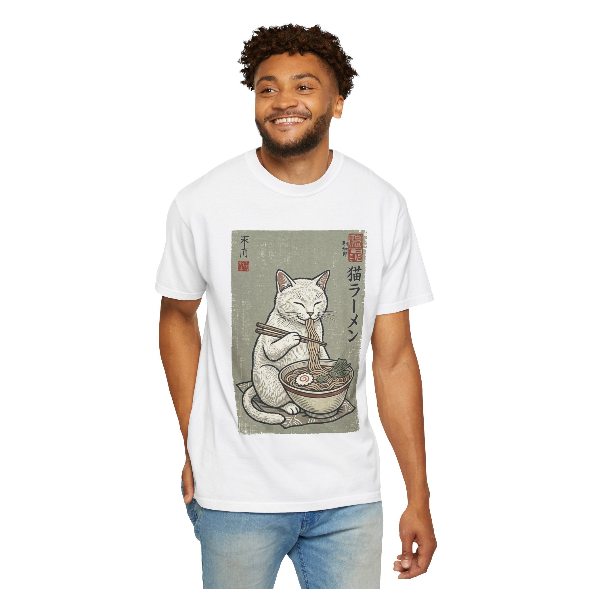"Late Night Noodle Cat" Ukiyo-e T-Shirt | Core Culture Japanese Tee
