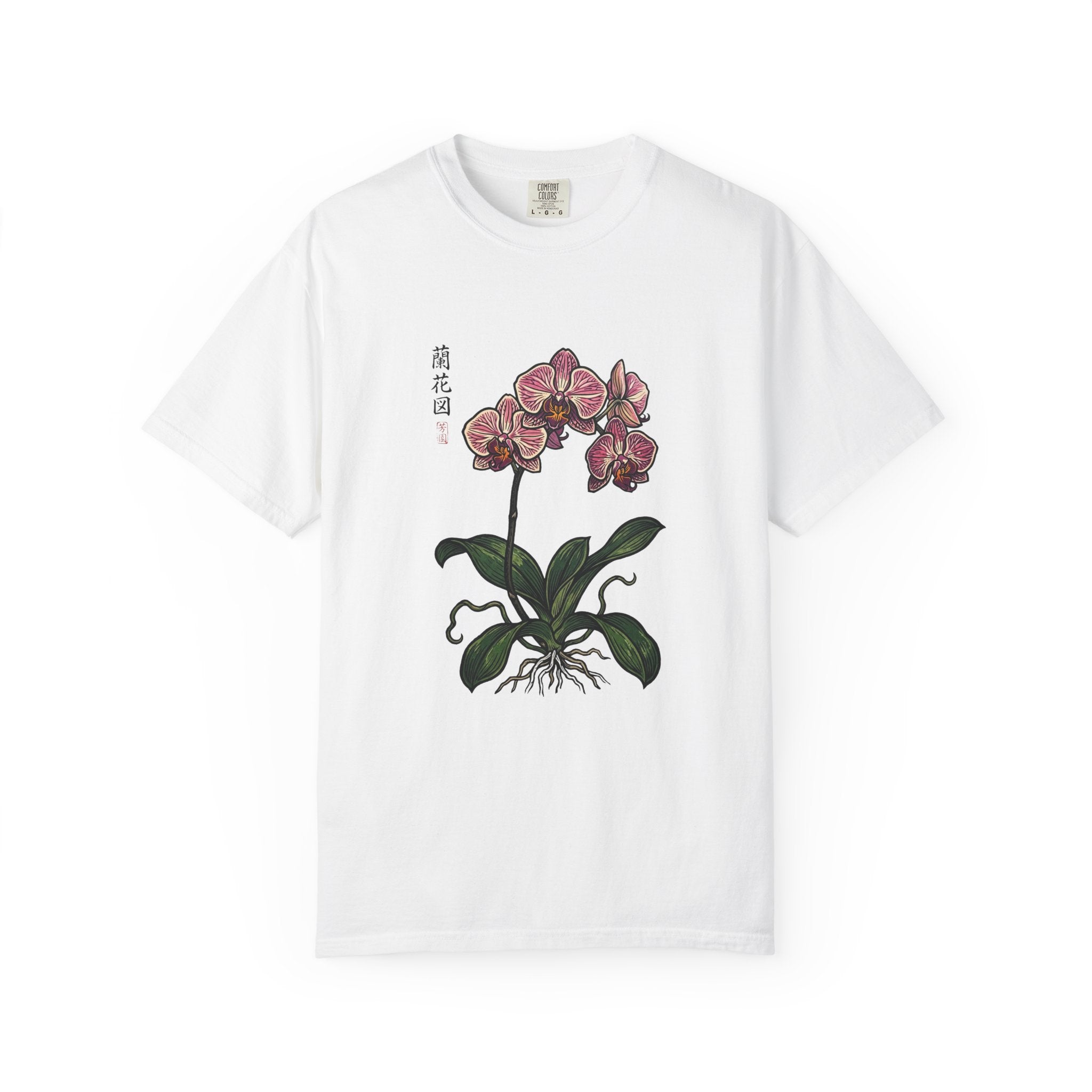 Orchid Botanical T-Shirt — Vintage Asian Floral Illustration