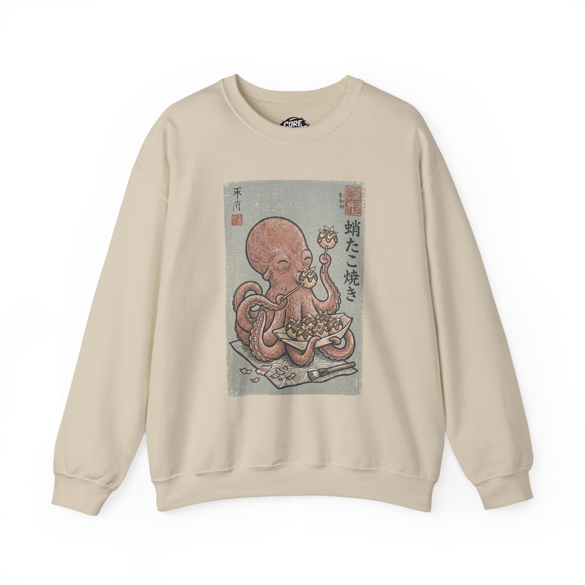 Tako Eating Takoyaki Sweatshirt | Ironic Japanese Ukiyo-e Streetwear