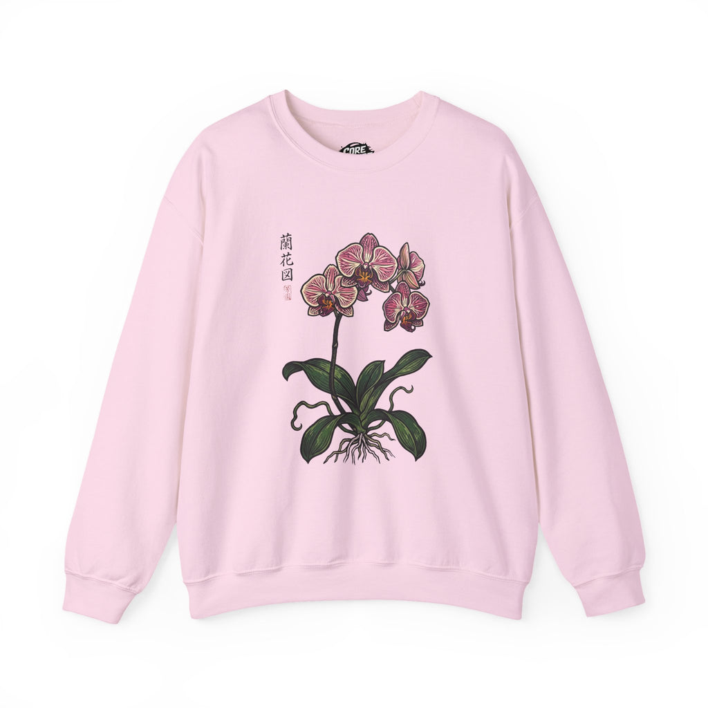 Botanical Orchid Graphic Sweatshirt | Japanese Aesthetics Streetwear Crewneck