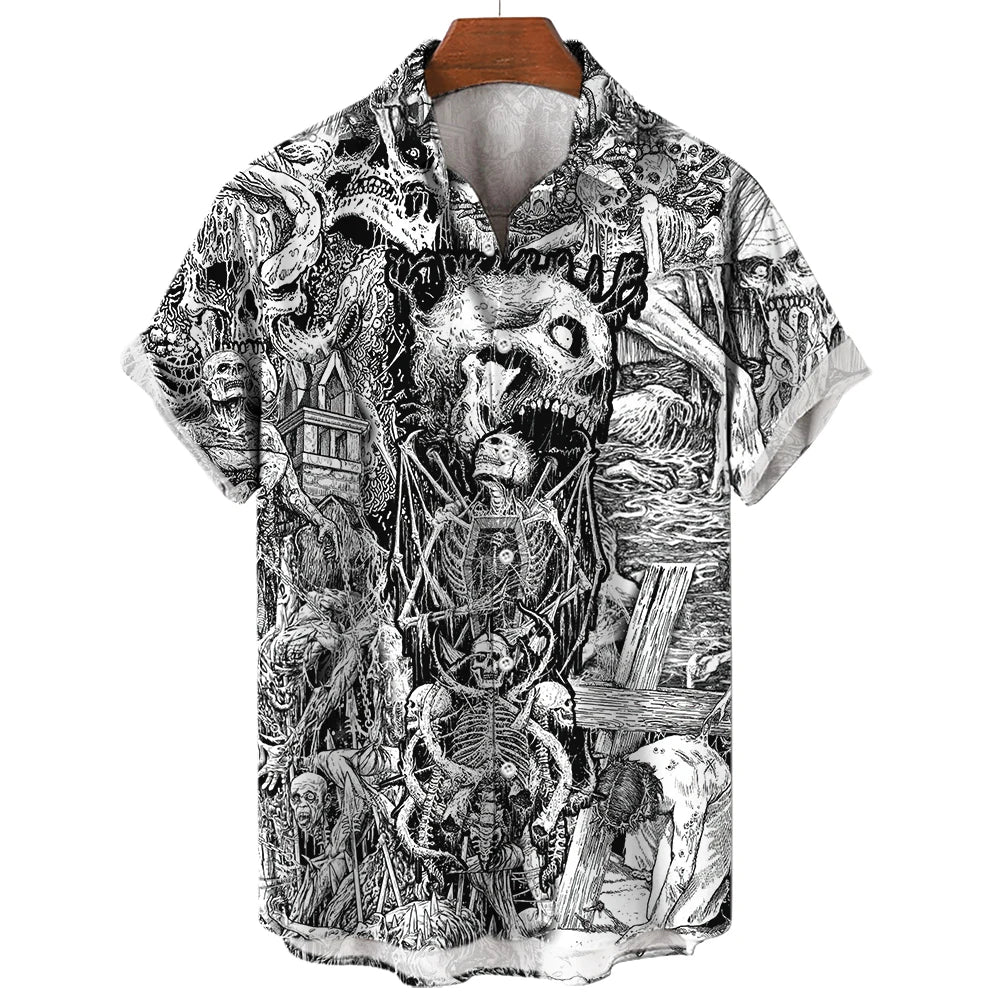 Men's Uzumaki Japanese Horror Print Shirt - Casual Button Down