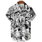 Men's Uzumaki Japanese Horror Print Shirt - Casual Button Down
