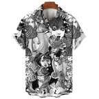 Men's Uzumaki Japanese Horror Print Shirt - Casual Button Down