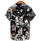 Men's Uzumaki Japanese Horror Print Shirt - Casual Button Down