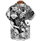 Men's Uzumaki Japanese Horror Print Shirt - Casual Button Down