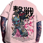 Geisha Oni Samurai Graphic Tee – Japanese Streetwear Loose Fit