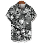 Men's Uzumaki Japanese Horror Print Shirt - Casual Button Down