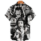 Men's Uzumaki Japanese Horror Print Shirt - Casual Button Down