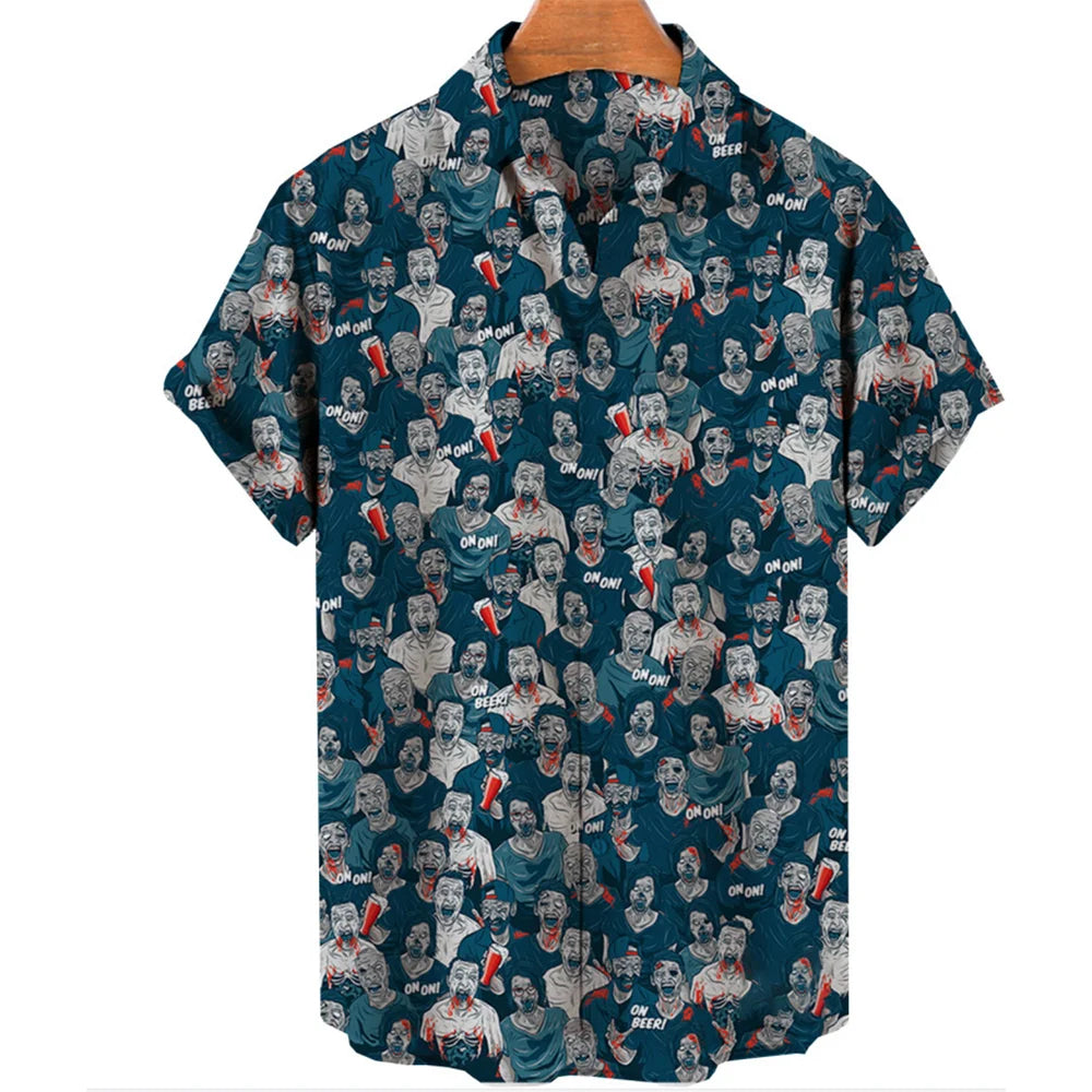 Men's Uzumaki Japanese Horror Print Shirt - Casual Button Down