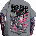 Geisha Oni Samurai Graphic Tee – Japanese Streetwear Loose Fit
